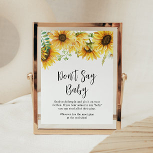 Sunflower Baby Shower Don't Say Baby Poster