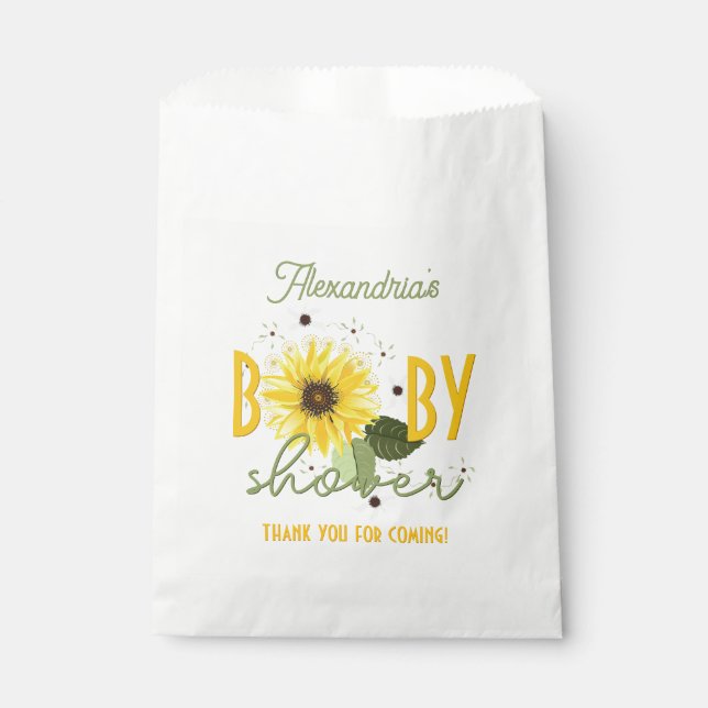 Sunflower Baby Shower Favour Bags (Front)