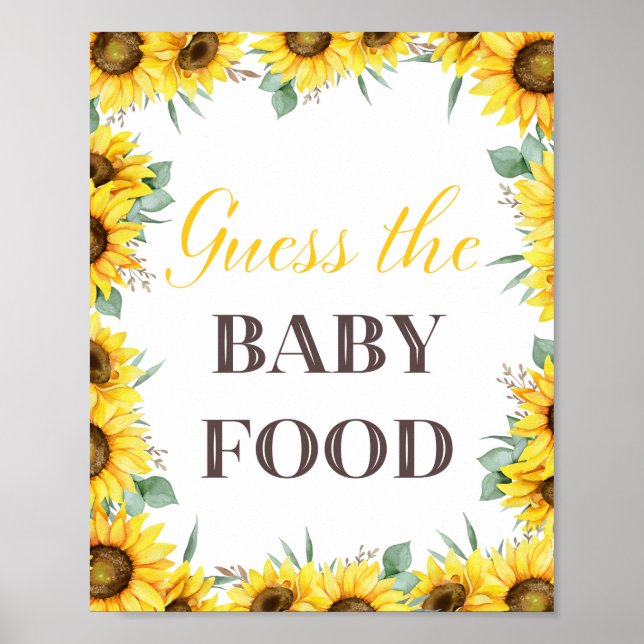 Sunflower Baby Shower Game Sign (Front)
