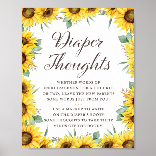 Sunflower Baby Shower Game Sign (Front)