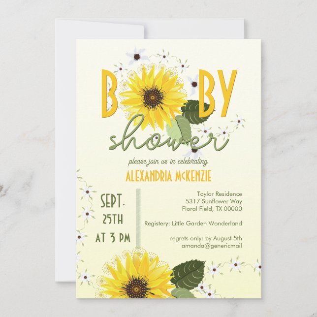 Sunflower  Baby Shower Invitation (Front)
