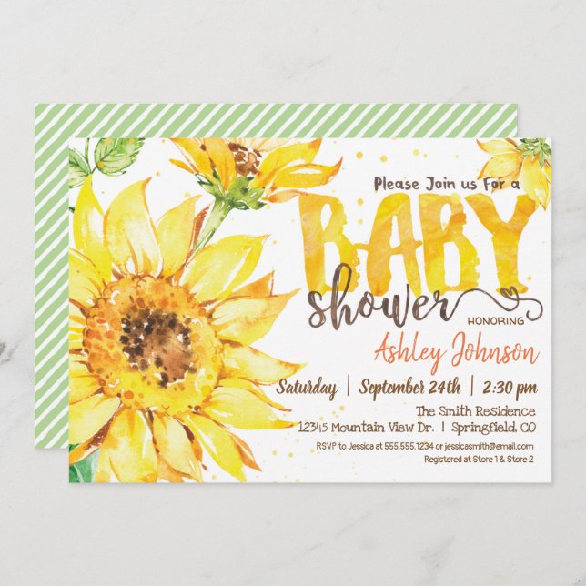 Sunflower Baby Shower invitation (Front/Back)