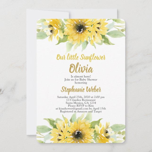 Sunflower Baby Shower Invitation (Front)