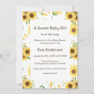 Sunflower Baby Shower Invitation