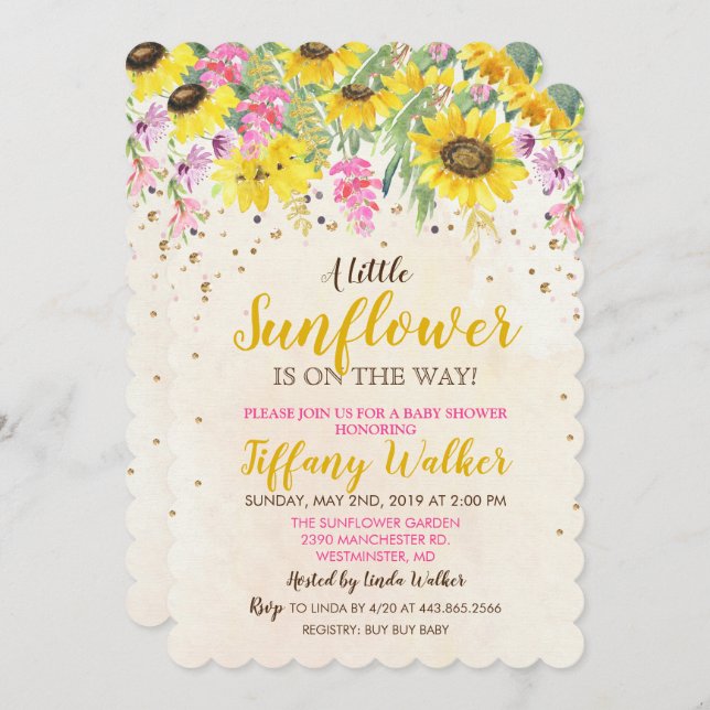 Sunflower Baby Shower Invitation (Front/Back)