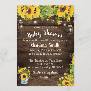 Sunflower Baby Shower Invitation - Country Rustic