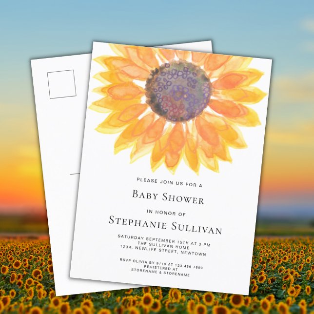 Sunflower Baby Shower Invitation Postcard (Creator Uploaded)