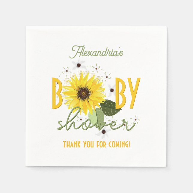 Sunflower Baby Shower Napkin (Front)