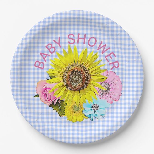 Sunflower Baby Shower  Paper Plates (Front)