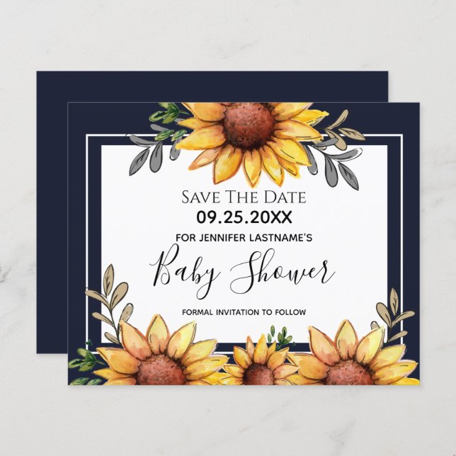 Sunflower Baby Shower Save the Date Invitation (Front/Back)