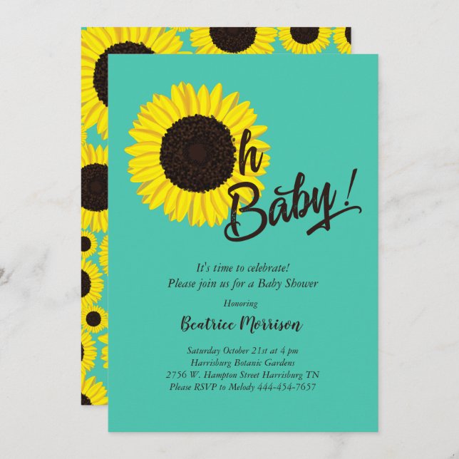 Sunflower Baby Shower Summer Invitation (Front/Back)