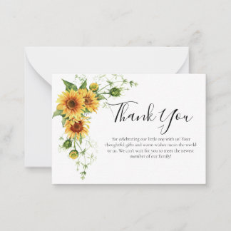 Sunflower Baby Shower Thank You Card