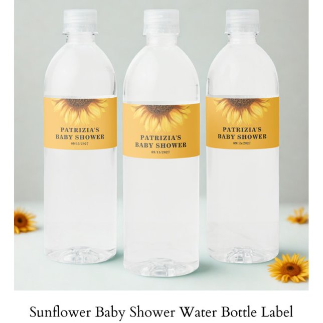 Sunflower Baby Shower Water Bottle Label (Creator Uploaded)