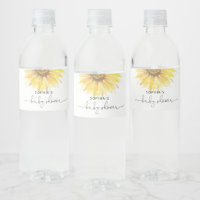 Sunflower baby shower water bottle label