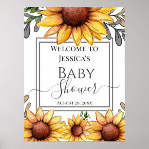 Sunflower Baby Shower Welcome Sign