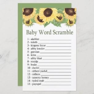Sunflower Baby word scramble game