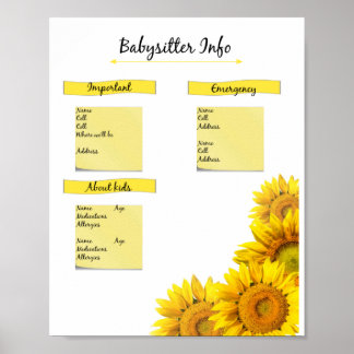 Sunflower Babysitter Info Poster