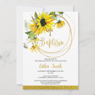 Sunflower Baptism Invitation