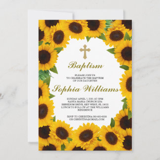 Sunflower Baptism İnvitation Invitation