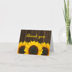 Sunflower Barn Wood Thank You Card