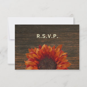 Sunflower & Barnwood Rustic Wedding RSVP Card