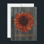 Sunflower & Barnwood Save The Date Announcement<br><div class="desc">Wedding Save The Date Announcements featuring a background of barnwood on front and back.  Front feautres sunflower which appears to have been painted on barnwood.  Personalise the text on front and back.  Look for matching invitations at Jill's Paperie. 



  


com</div>
