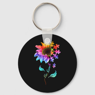 Sunflower Be Kind Puzzle Piece Autism Awareness Mo Key Ring