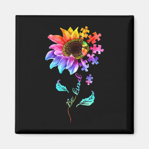 Sunflower Be Kind Puzzle Piece Autism Awareness Mo Magnet