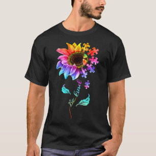 Sunflower Be Kind Puzzle Piece Autism Awareness Mo T-Shirt