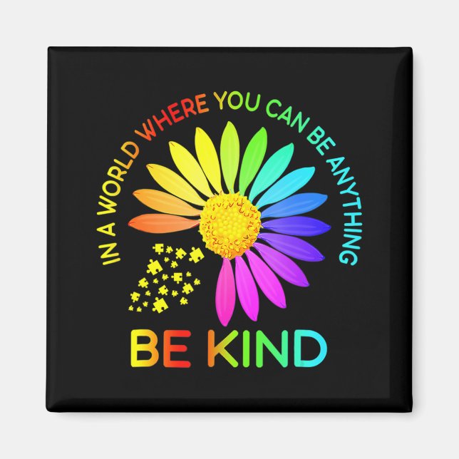 Sunflower Be Kind Puzzle Support Autism Awareness  Magnet (Front)