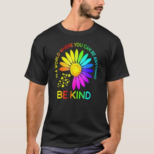 Sunflower Be Kind Puzzle Support Autism Awareness  T-Shirt (Front)