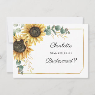Sunflower Be My Bridesmaid Card