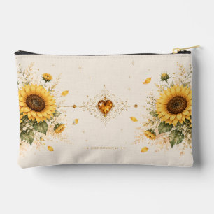 Sunflower Be the Sunshine Floral Cosmetic Bag