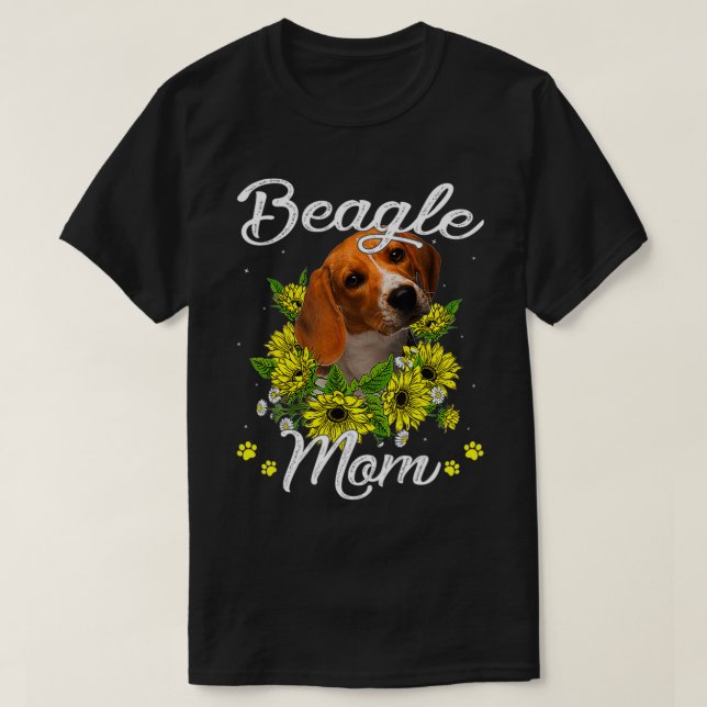 Sunflower Beagle Mum  Dog Mum Mother's Day  T-Shirt (Design Front)