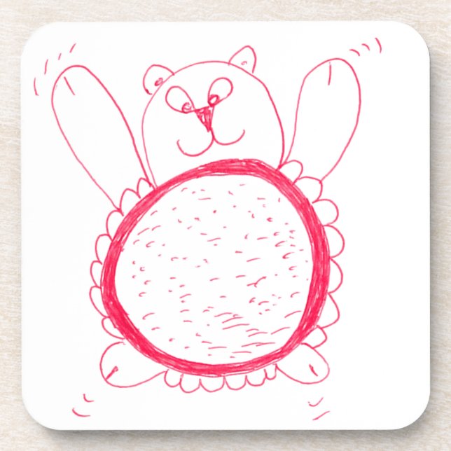 Sunflower Bear Cork Coaster (Front)