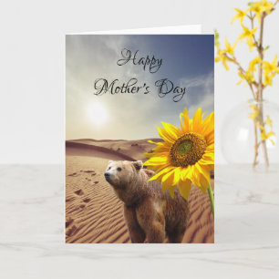 Sunflower Bear Mother's Day Folded Greeting Card