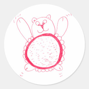 Sunflower Bear Round Sticker