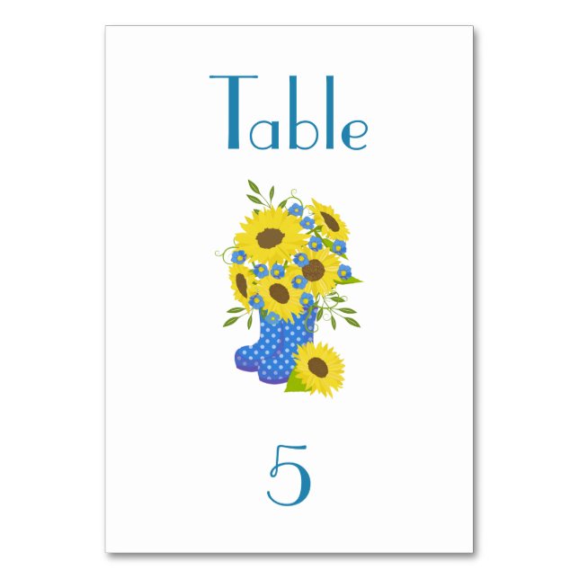 Sunflower Beauty Table Number (Front)