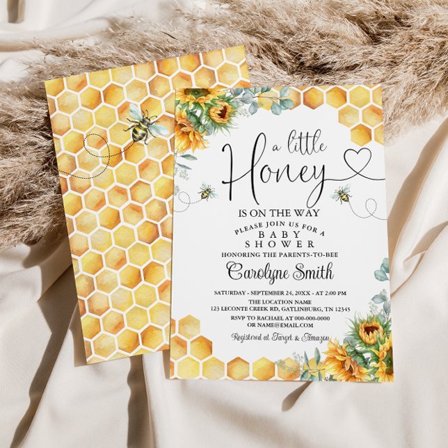 Sunflower Bee A Little Honey Baby Shower Invitation (Creator Uploaded)