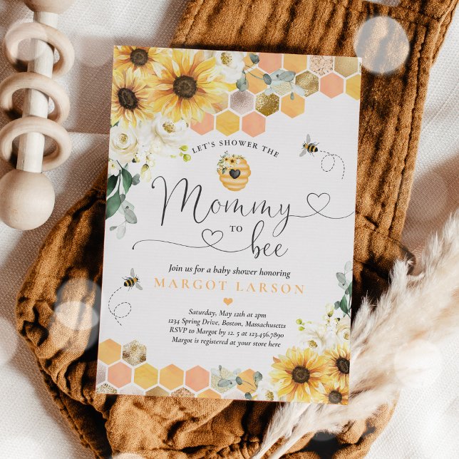 Sunflower Bee Baby Shower Mummy To Bee Baby Shower Invitation (Creator Uploaded)