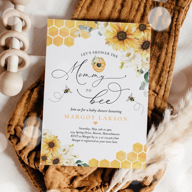 Sunflower Bee Baby Shower Mummy To Bee Baby Shower Invitation (Creator Uploaded)
