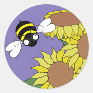 Sunflower Bee  Classic Round Sticker