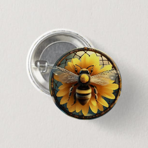 Sunflower Bee Dreamcatcher, 3 Cm Round Badge