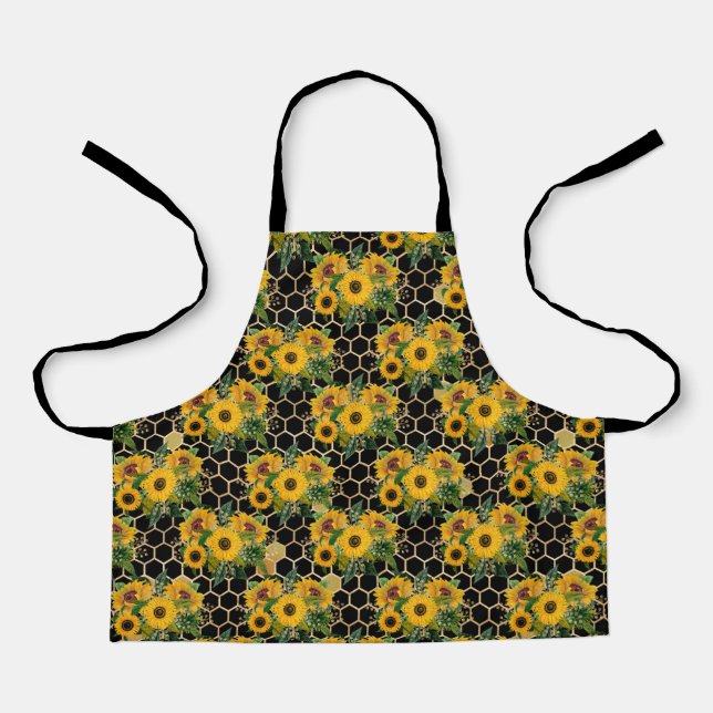 Sunflower Bee Hive Honeycomb Golden Apron (Front)