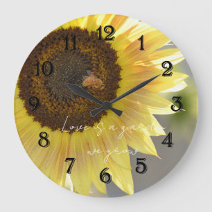 Sunflower Bee Photography   Large Clock