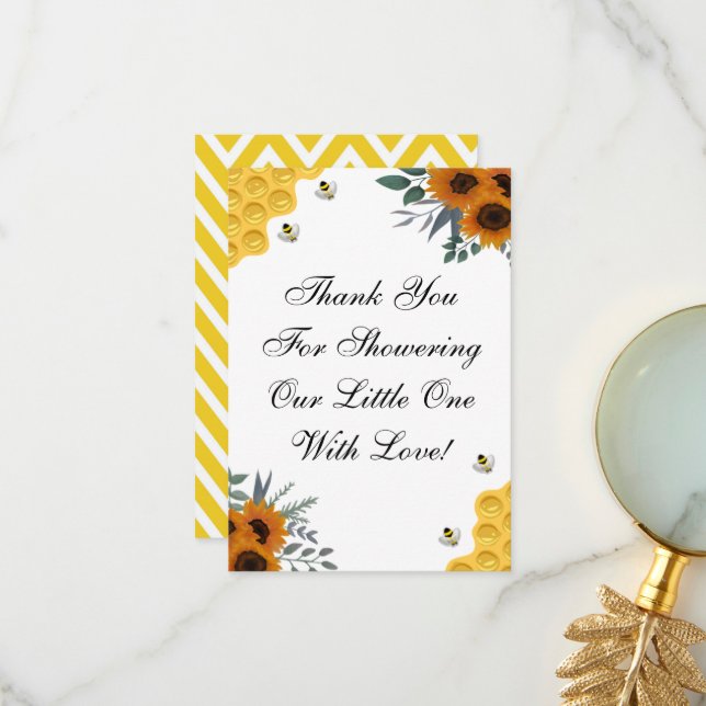 Sunflower Bee Thank You Card (Front/Back In Situ)