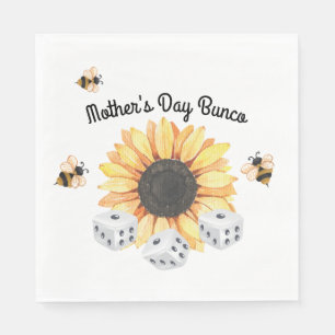 Sunflower Bees Floral Dice Bunco Napkin