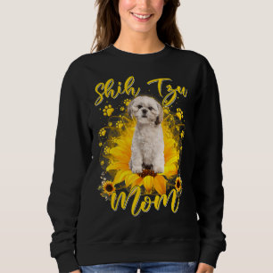 Sunflower Best Dog Mum Ever Funny Shih Tzu Dog Sweatshirt
