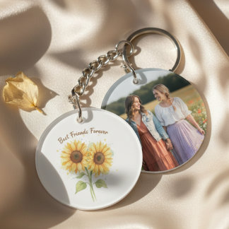 Sunflower Best Friends Photo – Keepsake Gift Key Ring