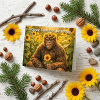 Sunflower Bigfoot Summer Birthday Cute Sasquatch
